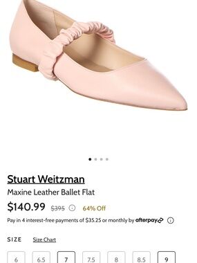 Stuart Weitzman Maxine Pointed Ballet Flat in Blush Pink